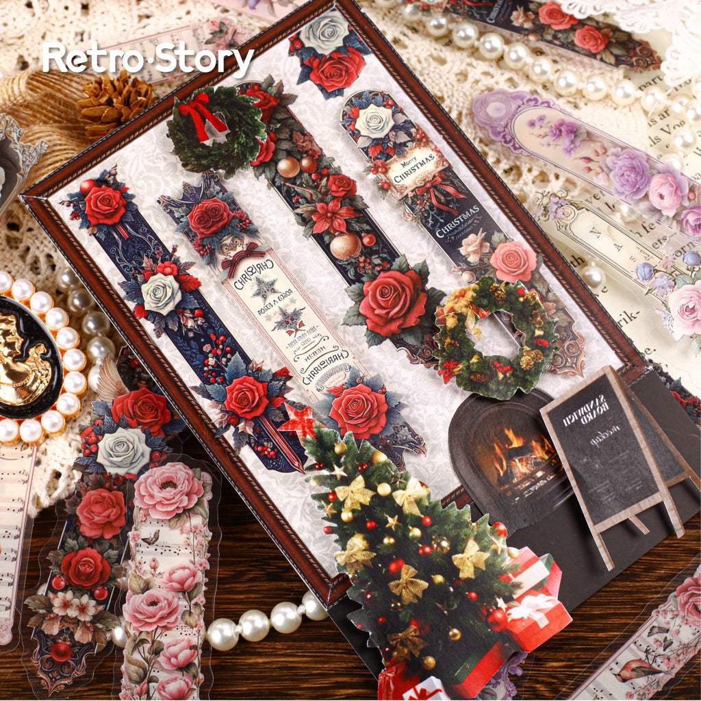 15 Pcs Vintage Flower PET Stickers FMXL