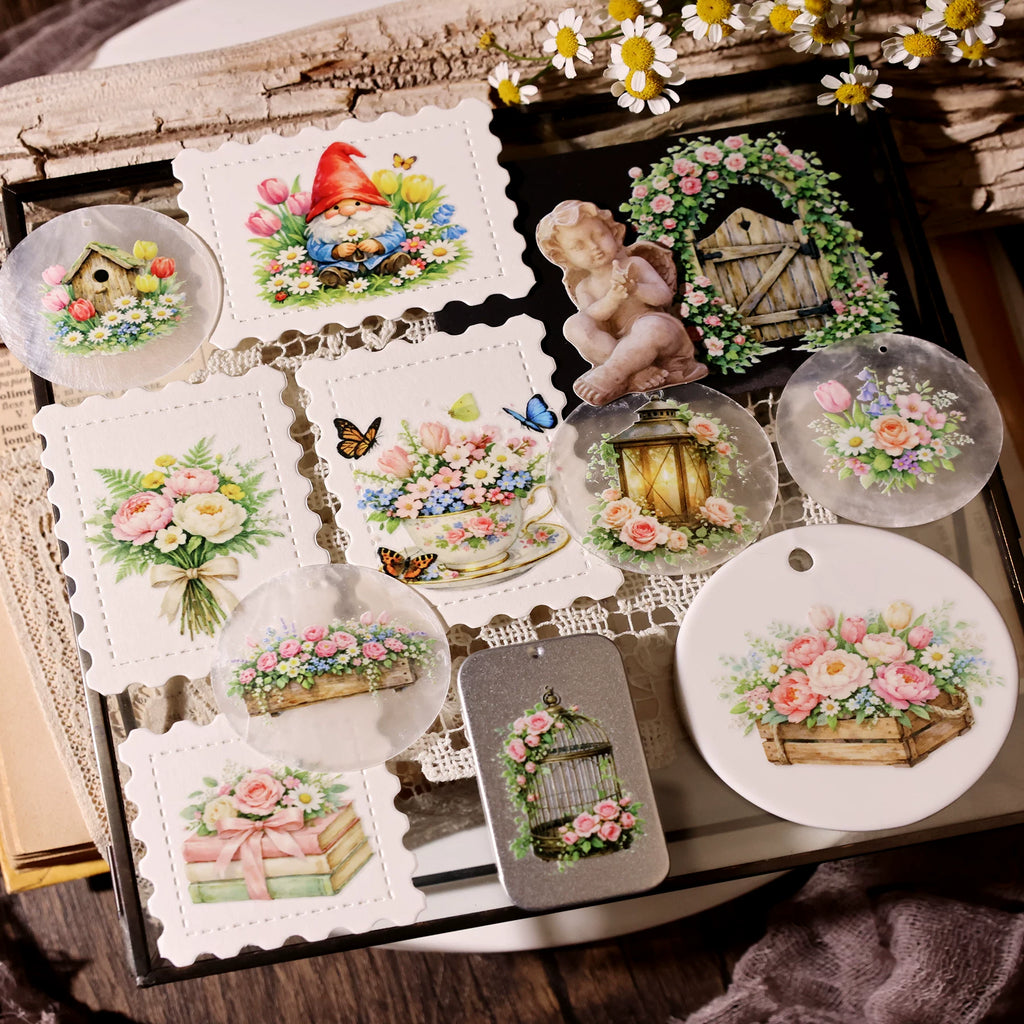 2 Sheets Waterproof Rub on Stickers - Spring Garden