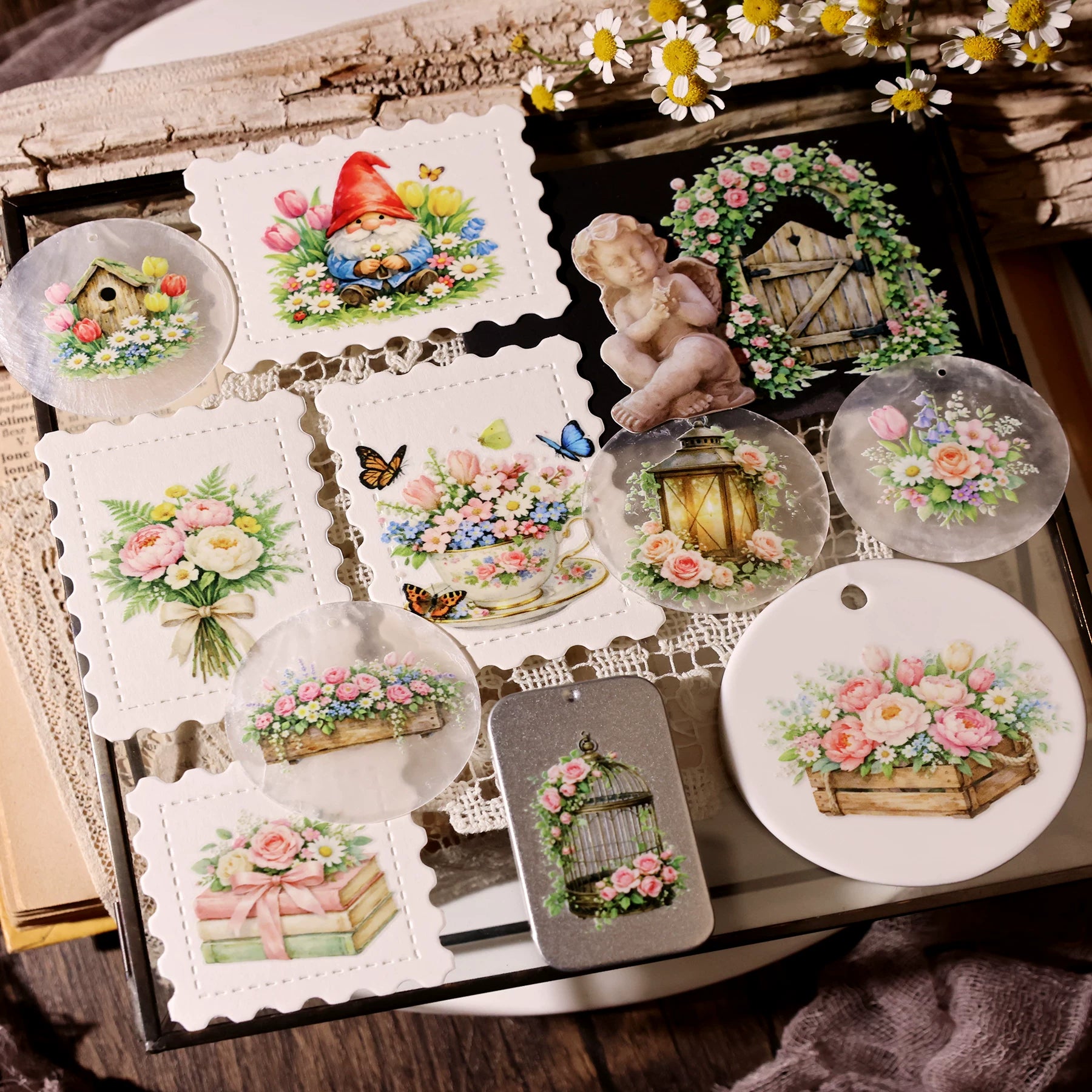 2 Sheets Waterproof Rub on Stickers - Spring Garden