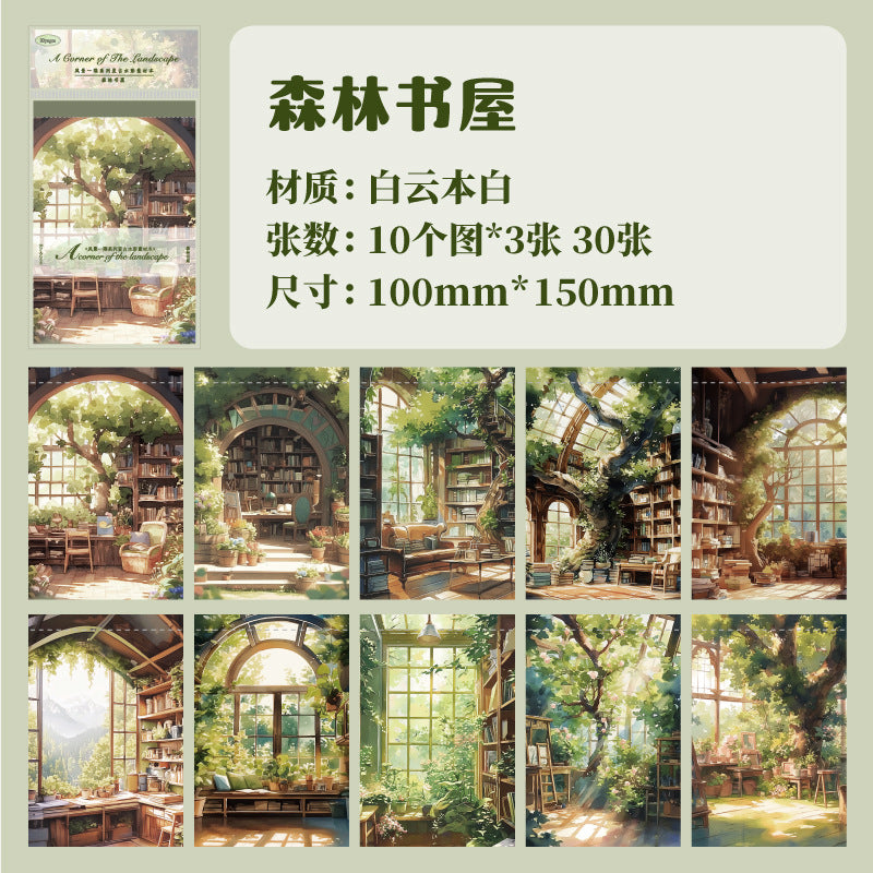 30 Pcs Window Themed  Scrapbook Paper FJYY