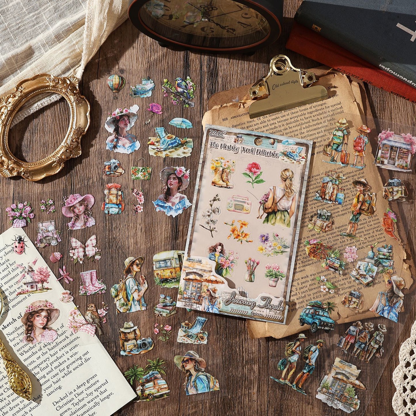 6 Sheets Vintage PET Stickers FSJC