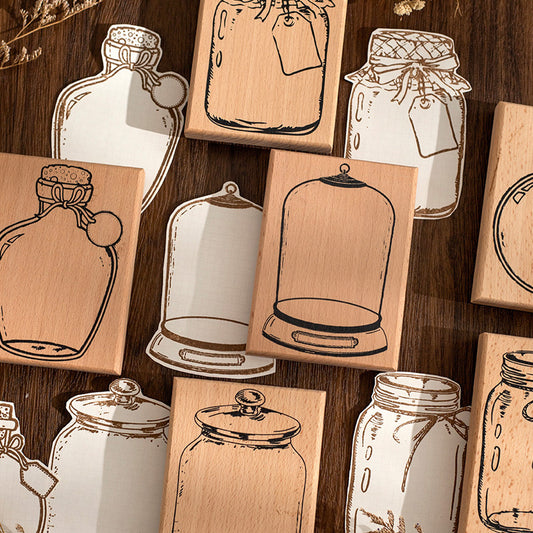 1 Pc Bottle Theme Wooden Stamp PZSJ