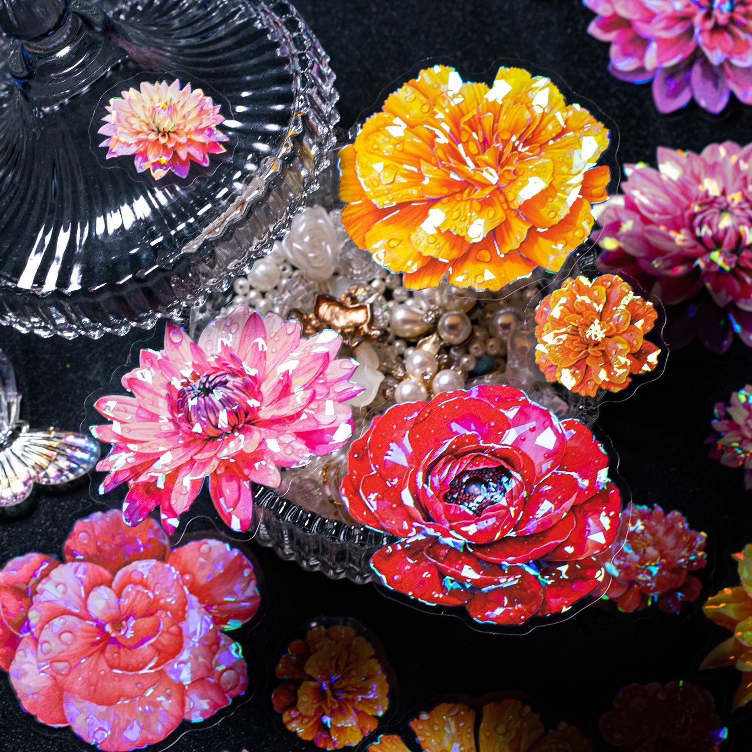 20 Pcs PET Flower Stickers HPJX