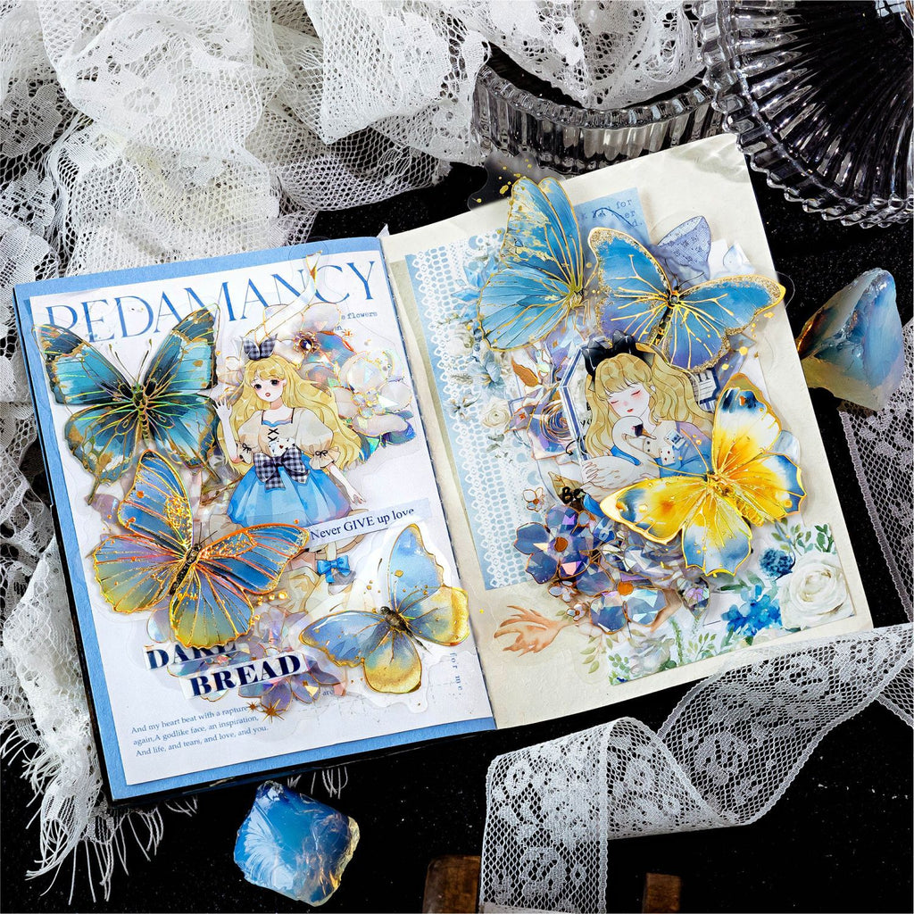 20 Pcs Gold Foil Butterfly PET Stickers FHZD