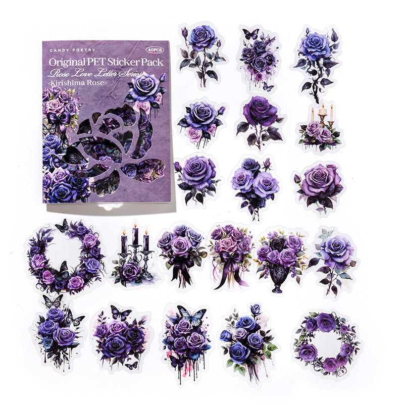 40 Pcs Vintage Rose Stickers MGQS
