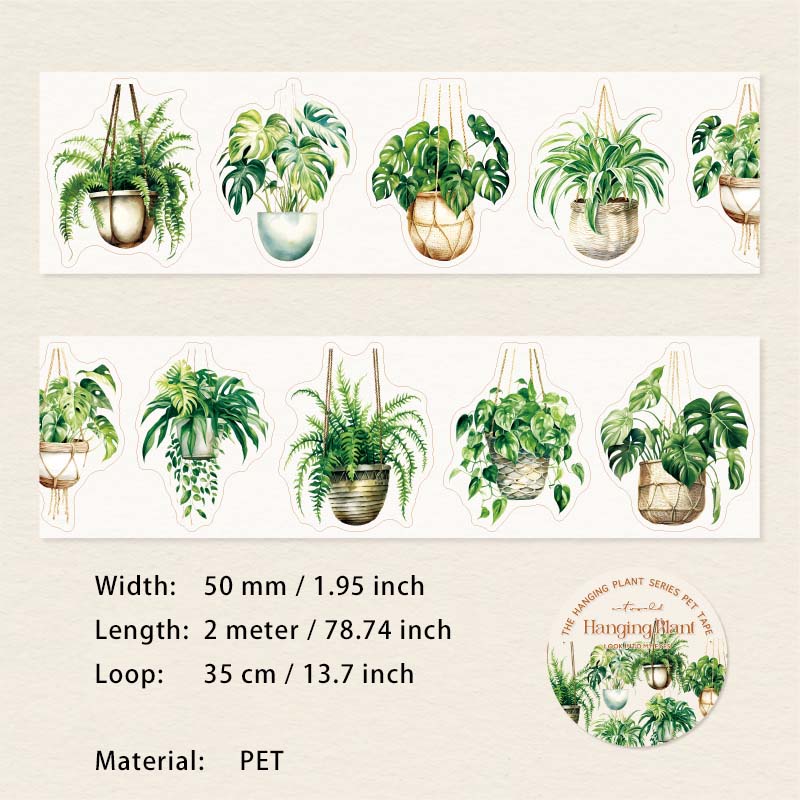 1 Roll Potted Plants PET Stickers Tape XGZW