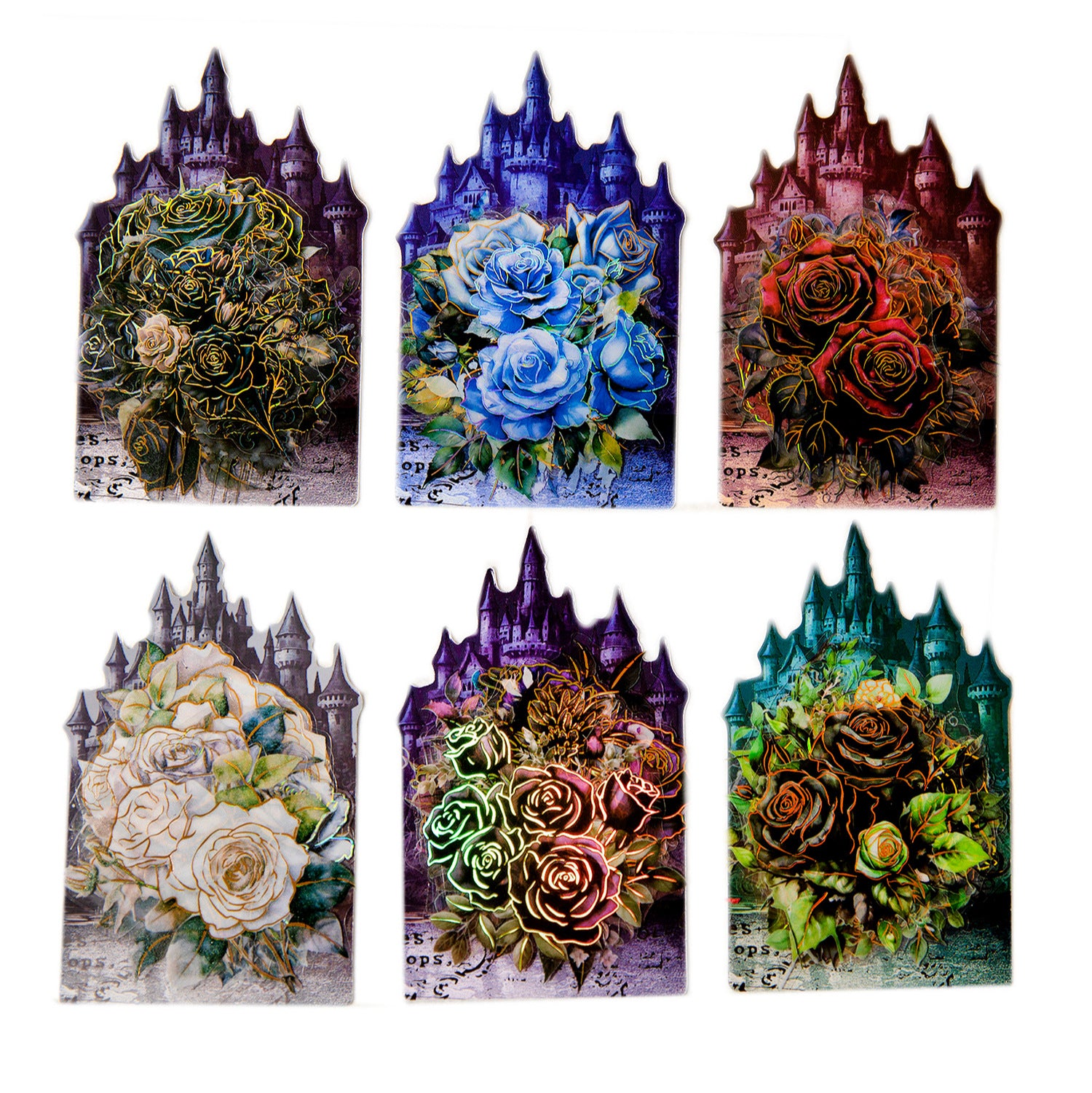 10 Pcs Dark Rose PET Stickers AYMG