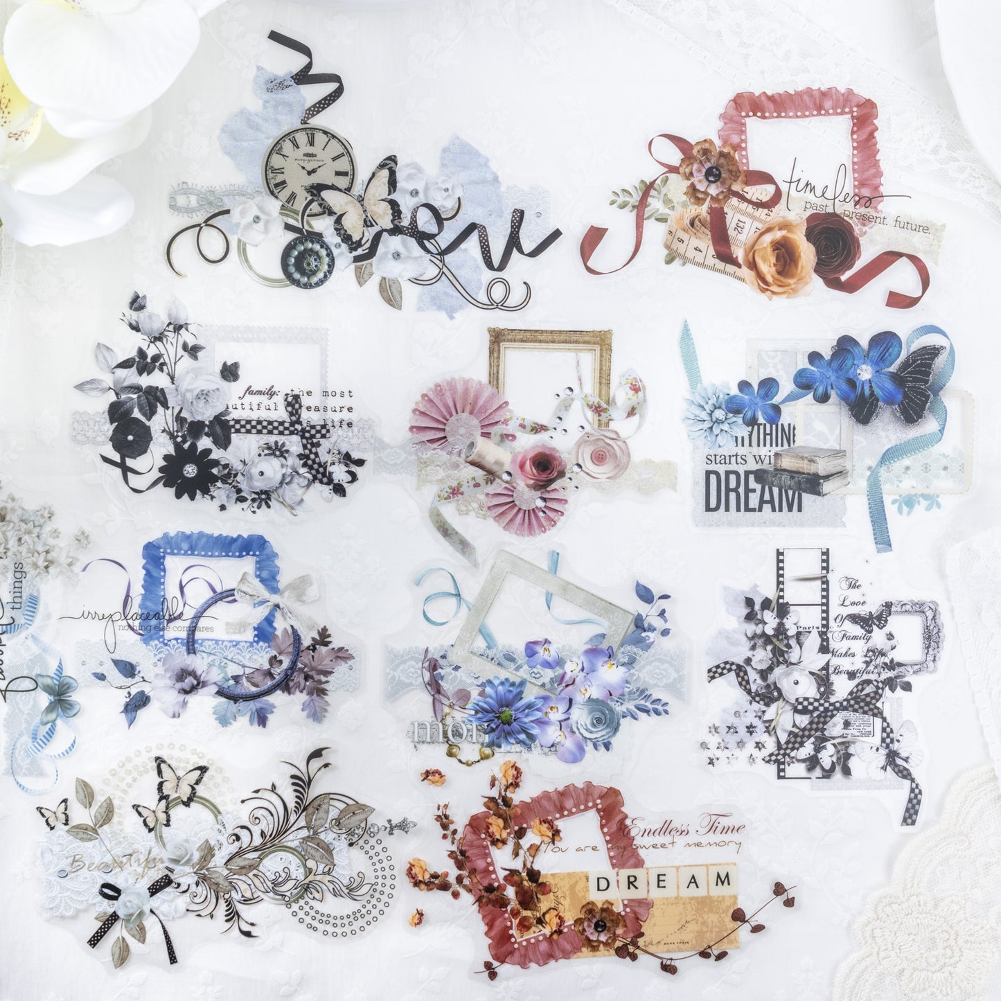 10 Pcs Lace Collage Stickers LSSZ