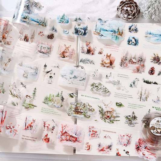 1 Roll Diecut Snow Forest Stickers Tape XGSL