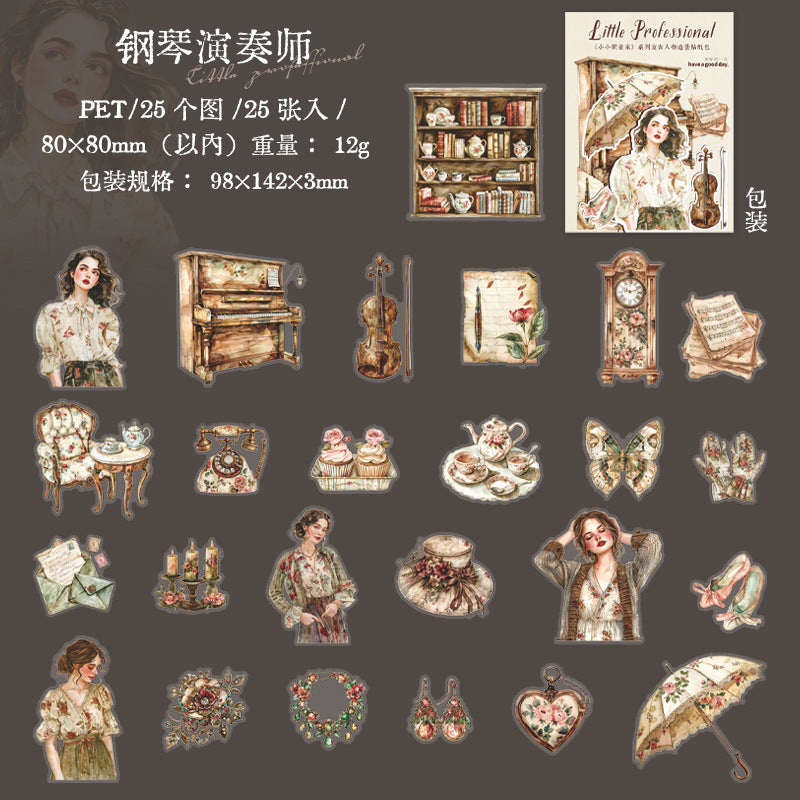 25 Pcs Business Roll PET Stickers XZYJ