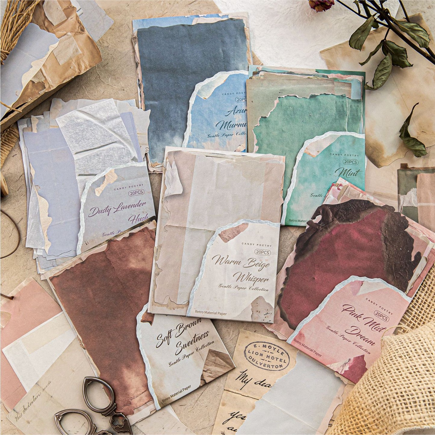 20 Pcs Vintage Basic Junk Journal Paper WRZP