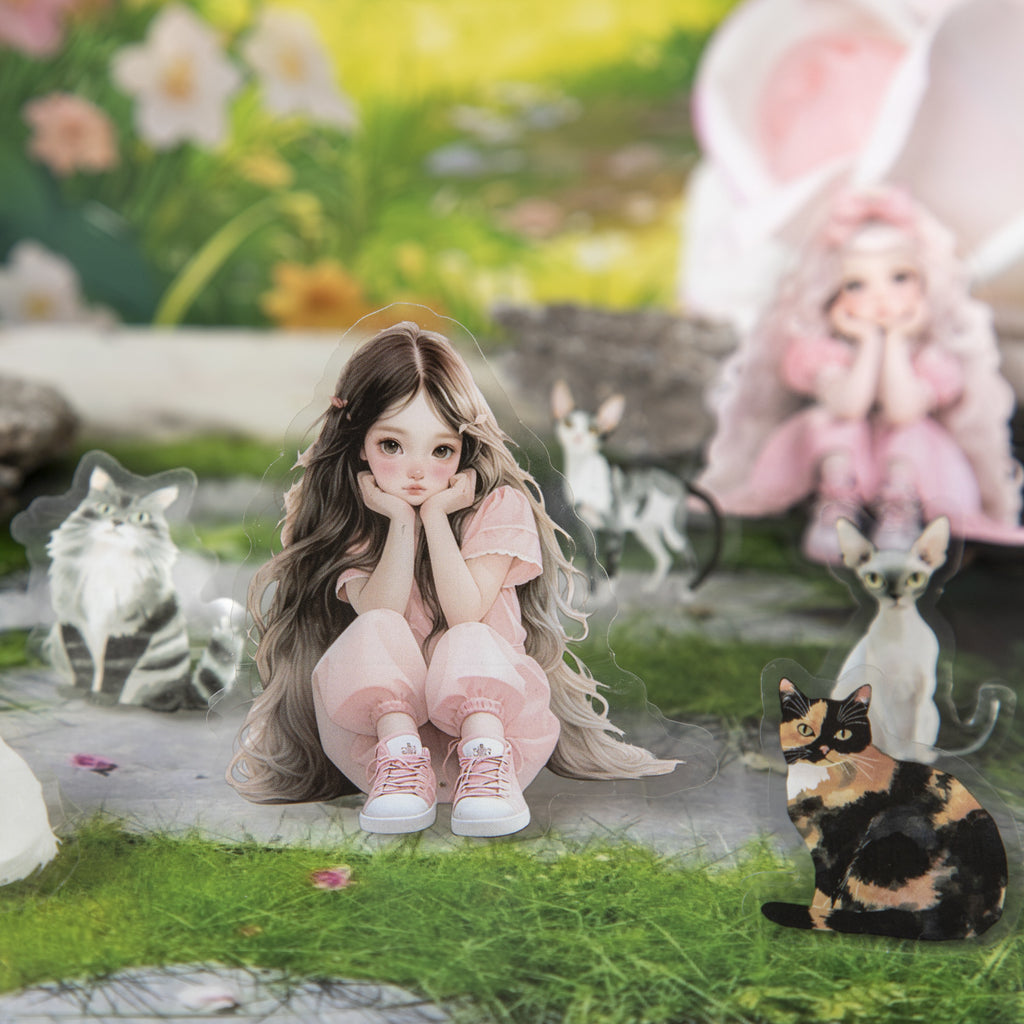 50 Pcs Cat Girl PET Stickers SNYM