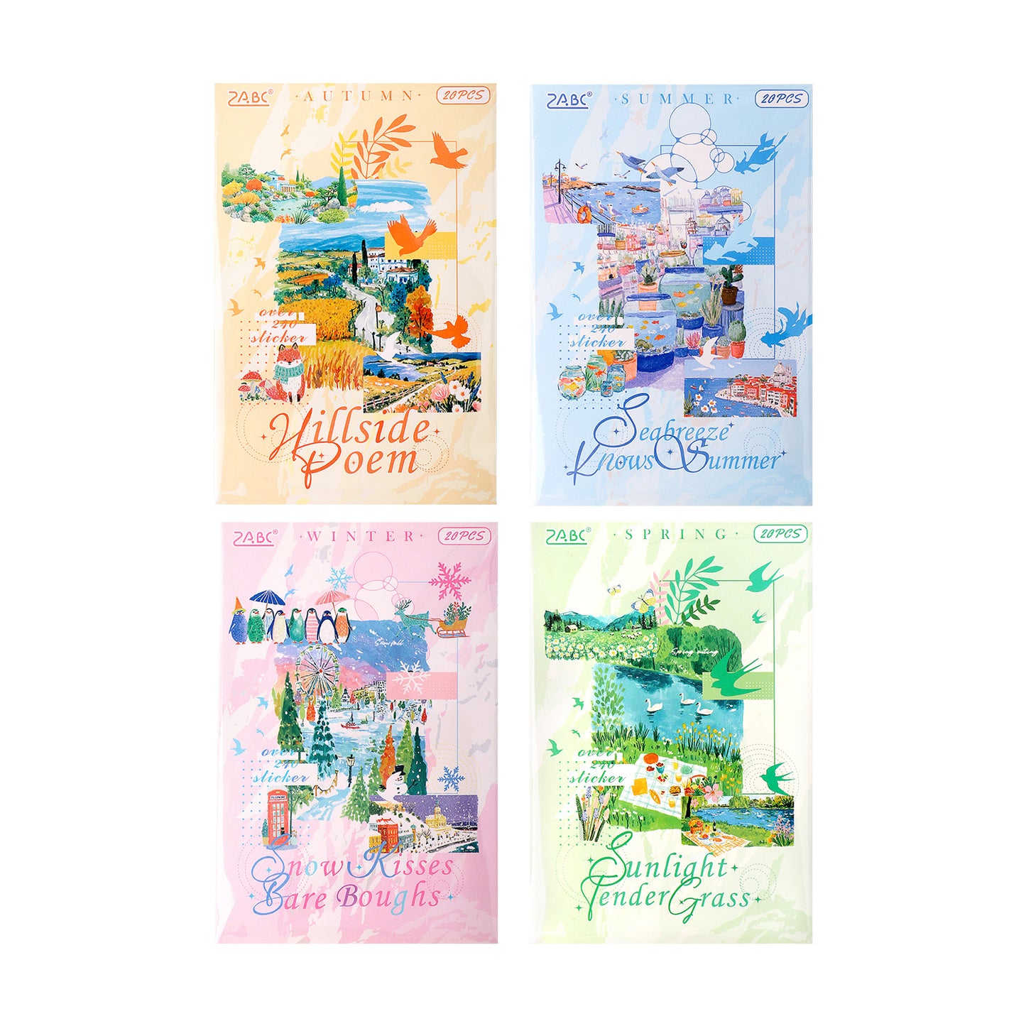 20 Sheets Seasonal Landscape Stickers Book FGSJ