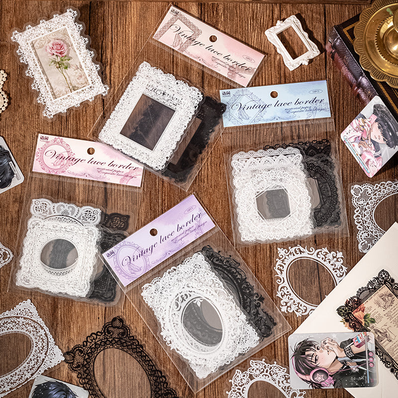 10 Pcs PET Lace Frame Stickers FXLM