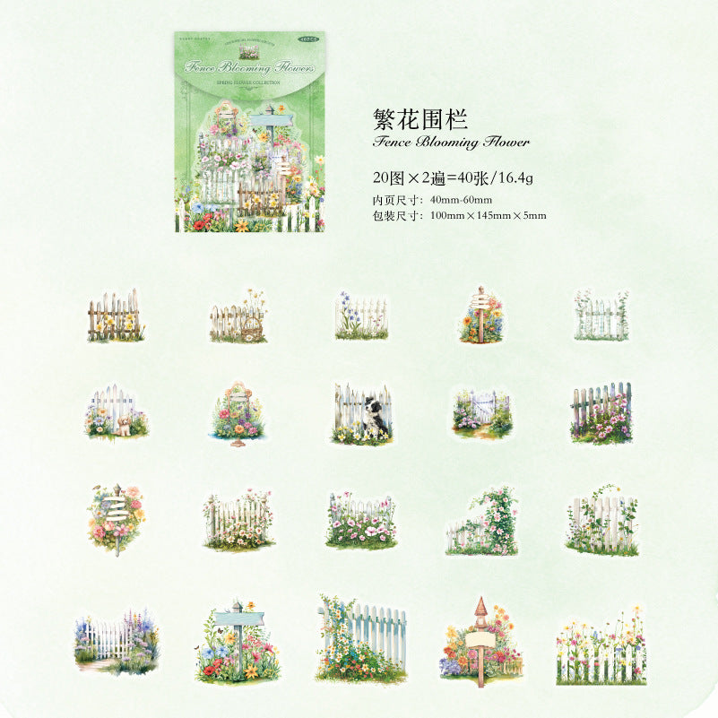 40 Pcs Garden Themed PET Stickers CRHJ