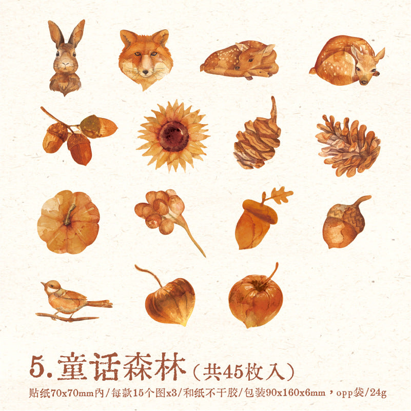 45 Pcs Vintage Plant Stickers LRSL