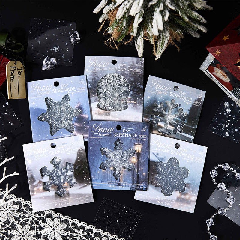 1 Roll Snow Themed PET Stikcers JRYX