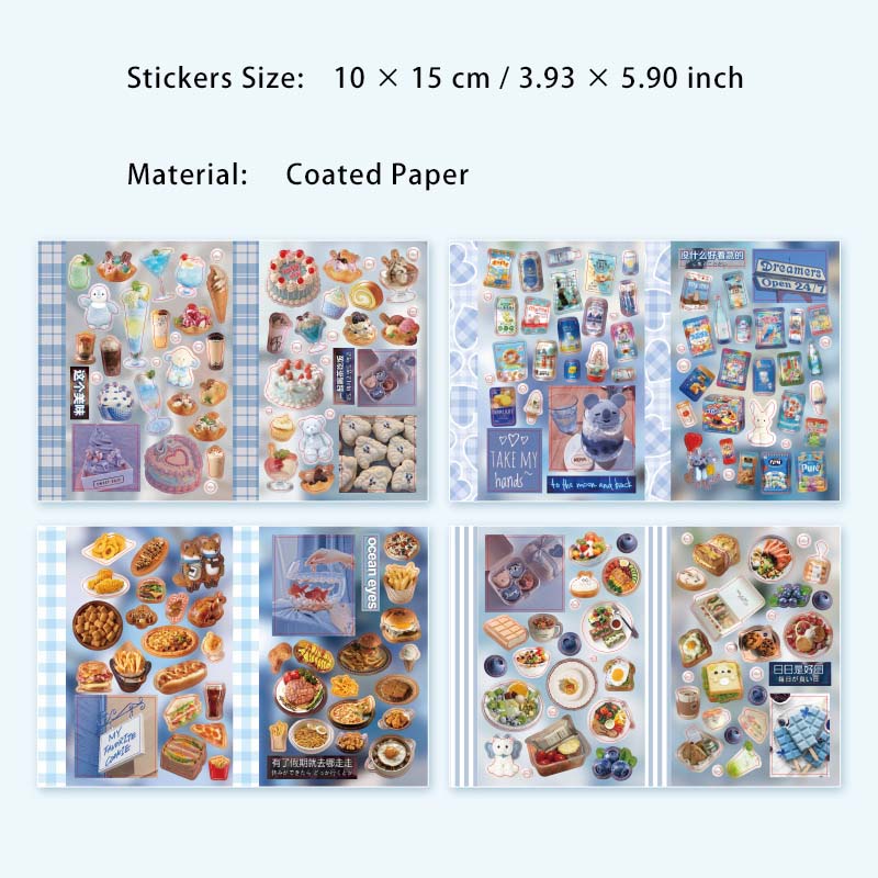 4 Sheets Food Theme Journal Stickers WJLX