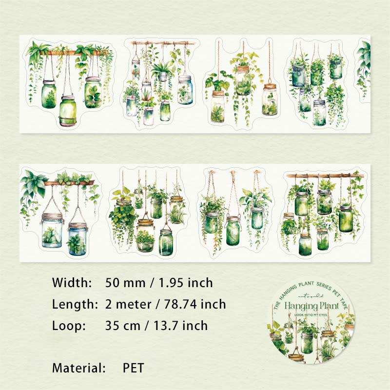 1 Roll Potted Plants PET Stickers Tape XGZW