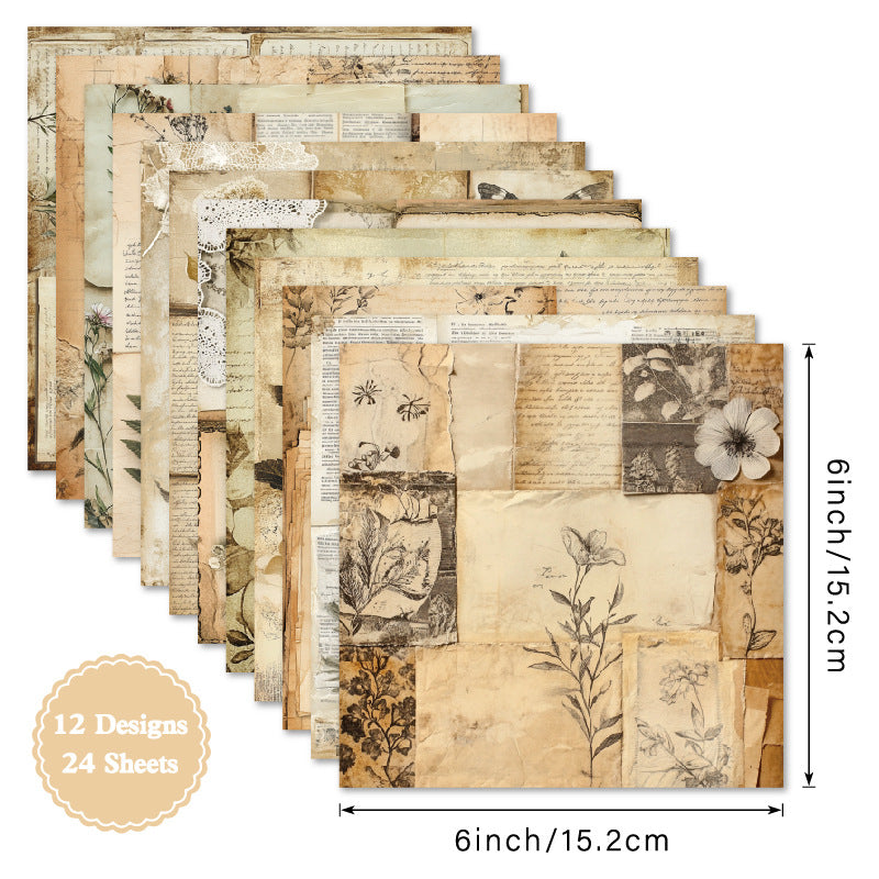 6 inch Vintage Botanical Scrapbook Paper Pad SKP027