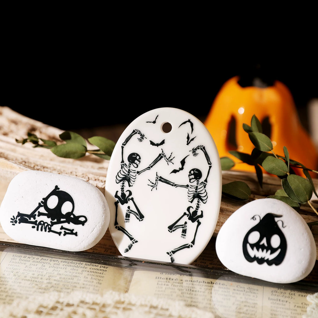 2 Sheets Waterproof Rub on Stickers - Black Halloween