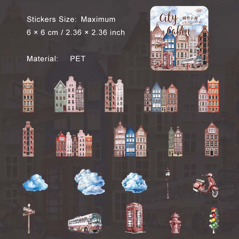 20 Pcs Travel House Theme Stickers SGXW