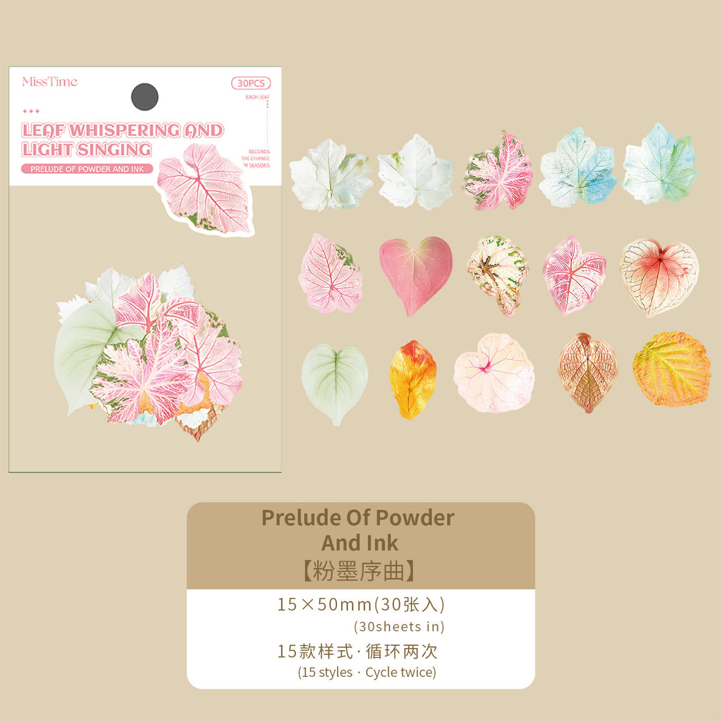30 Pcs PET Leaf Stickers YYQG