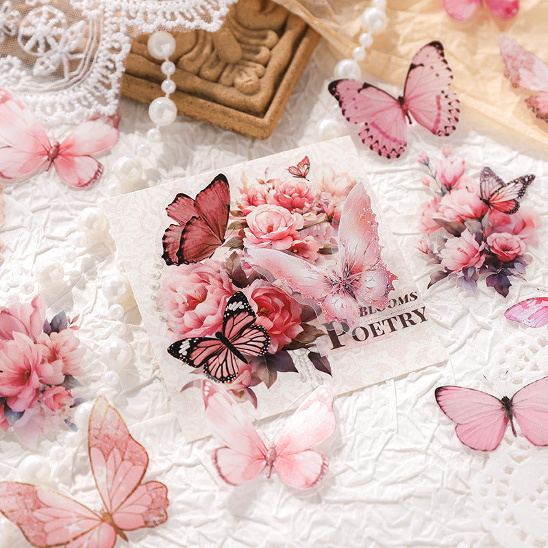 40 Pcs PET Butterfly and Flower Stickers HCDY