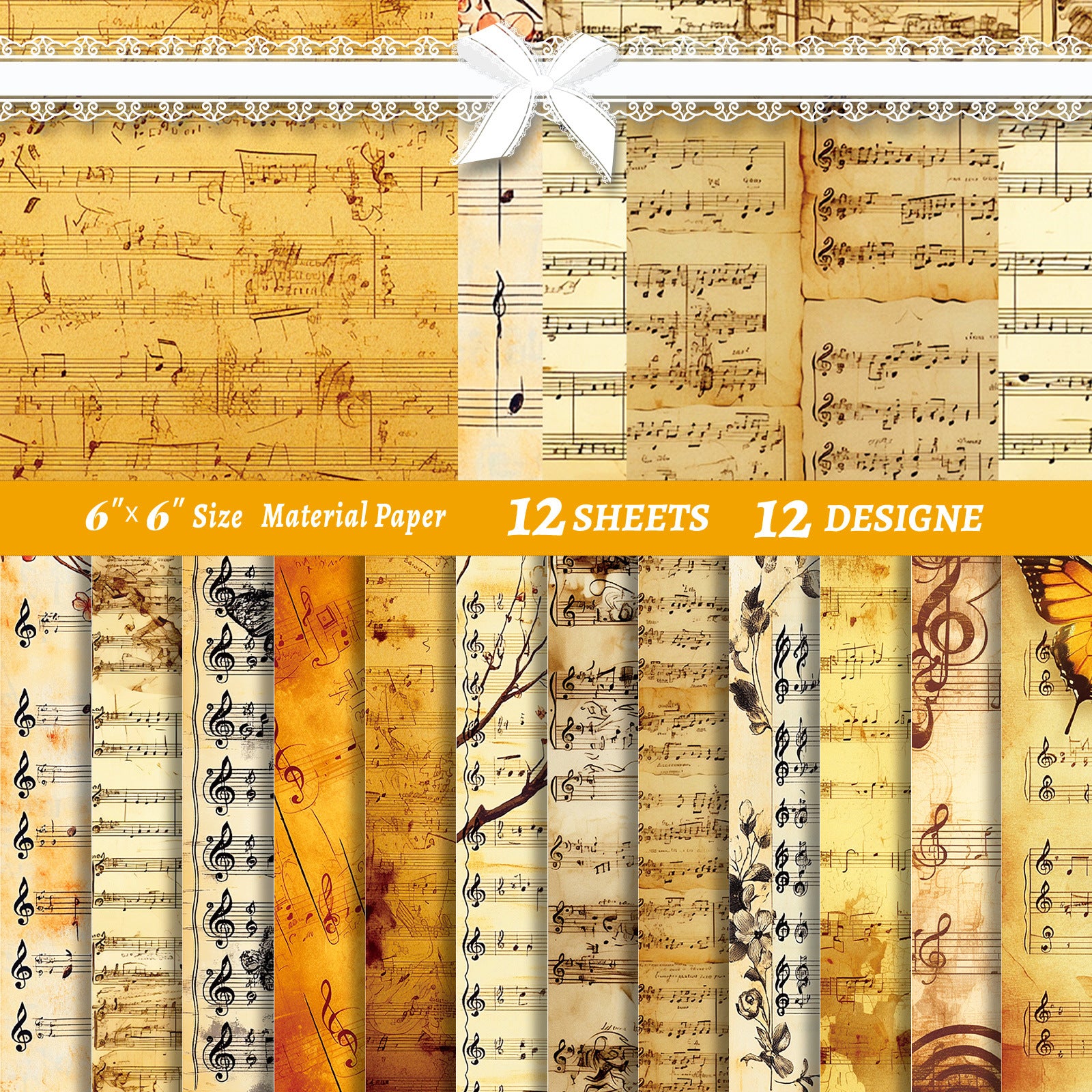 6 inch Music Sheet Scrapbook Paper Pad PA839