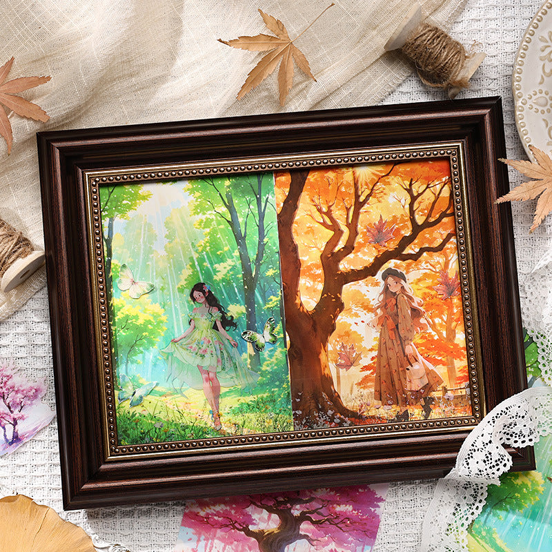 4 Sheets Seasonal Tree PET Stickers SYLJ