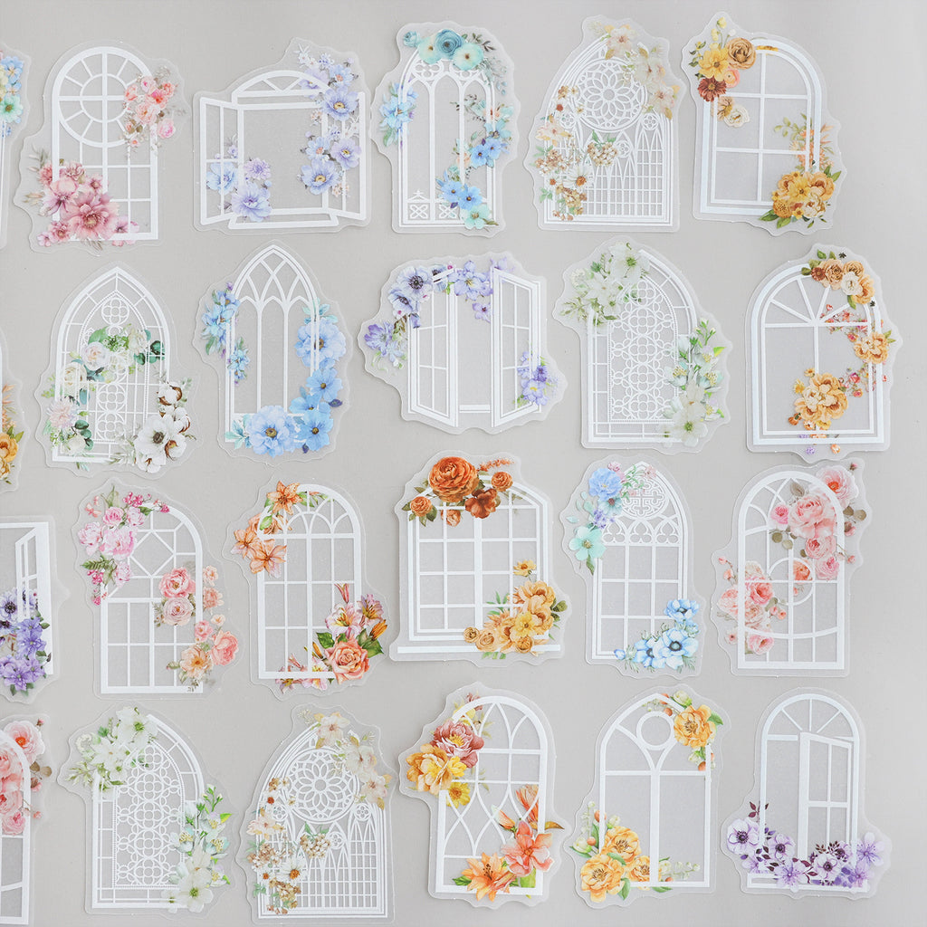 20 Pcs White Windows Themd Stickers LMCT