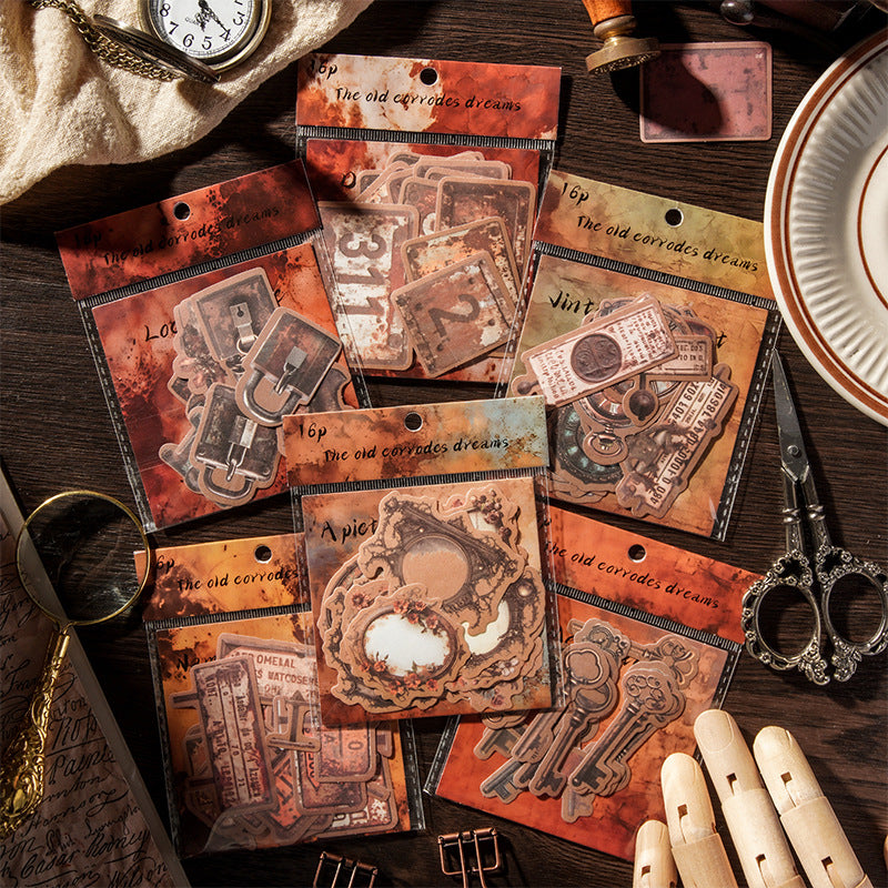 16 Pcs Vintage Object Stickers JSQM