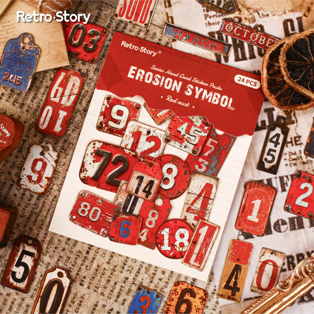 24 Pcs Vintage Number Lable Stickers SFXL