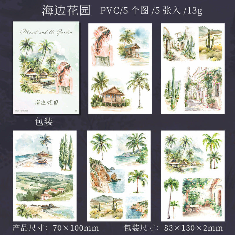 5 Sheets Garden Themed Transfer Stickers MNYHY