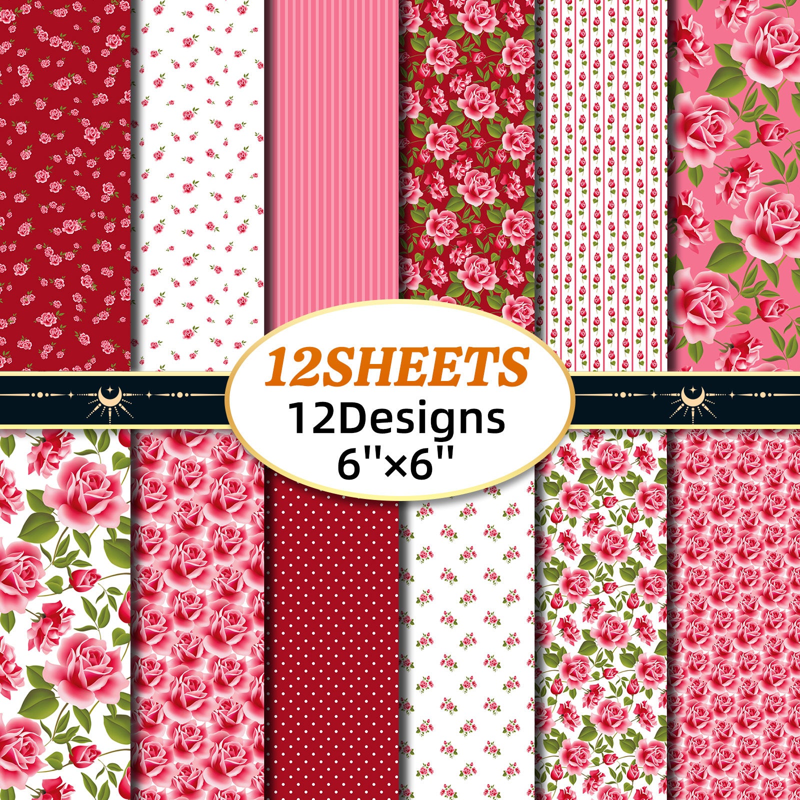 6 inch Pink Rose Scrapbook Paper Pad PA267