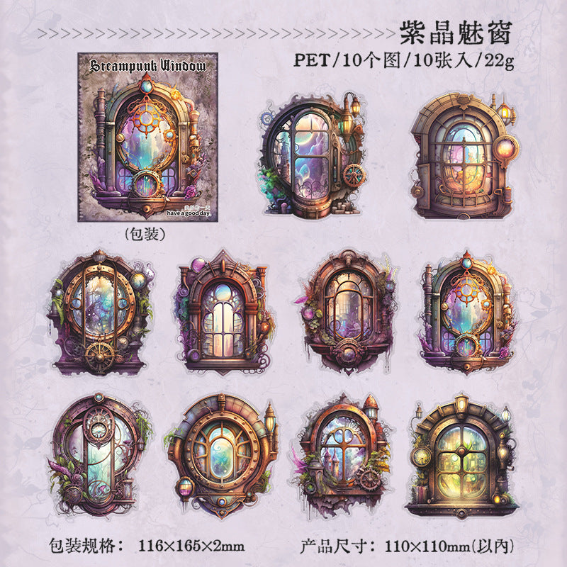 10 Pcs Gothic Windows PET Stickers PKCY