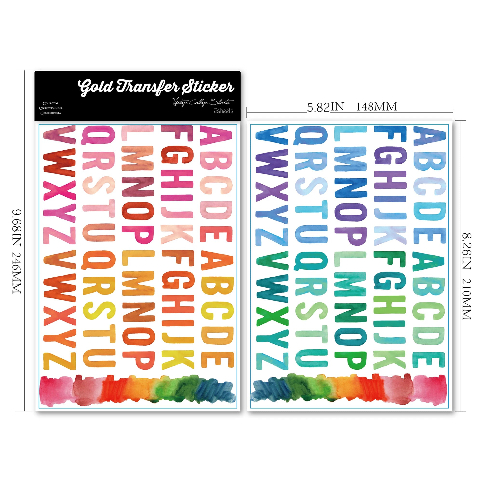 2 Sheets Waterproof Rub on Stickers - Alphabet Letter