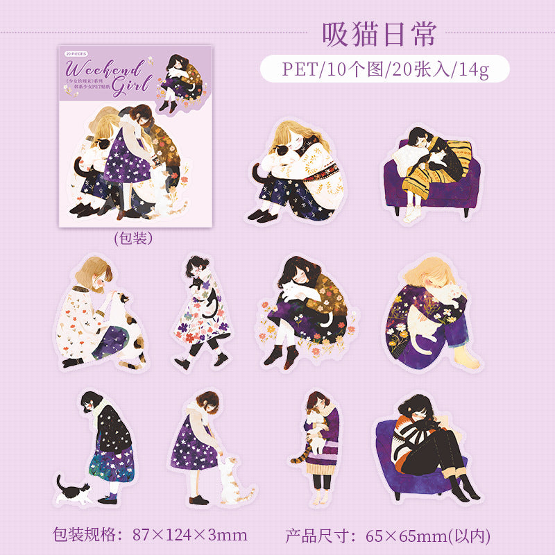 20 Pcs Life Style PET Girl Stickers SNZM
