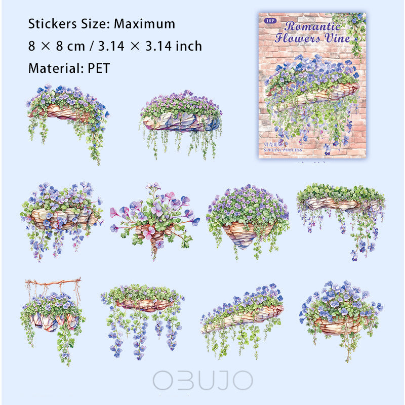 10 Pcs PET Vine Stickers LMHTR