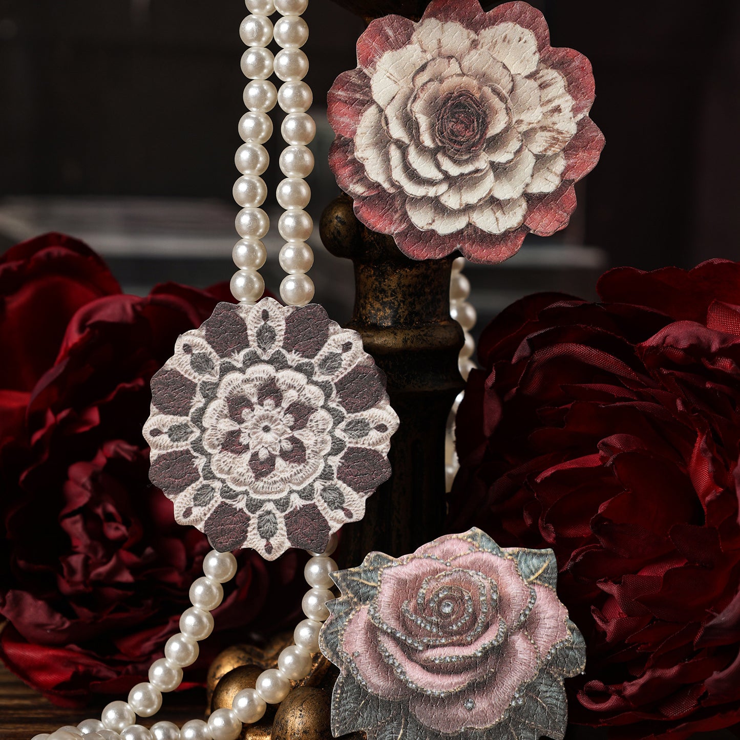 10 Pcs Vintage Flower Stickers JXRH