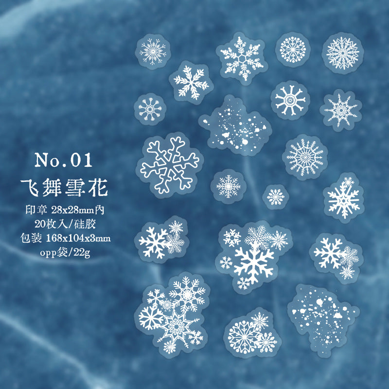 20 Pcs Firework Snowflake Silicone Stamp SLRC