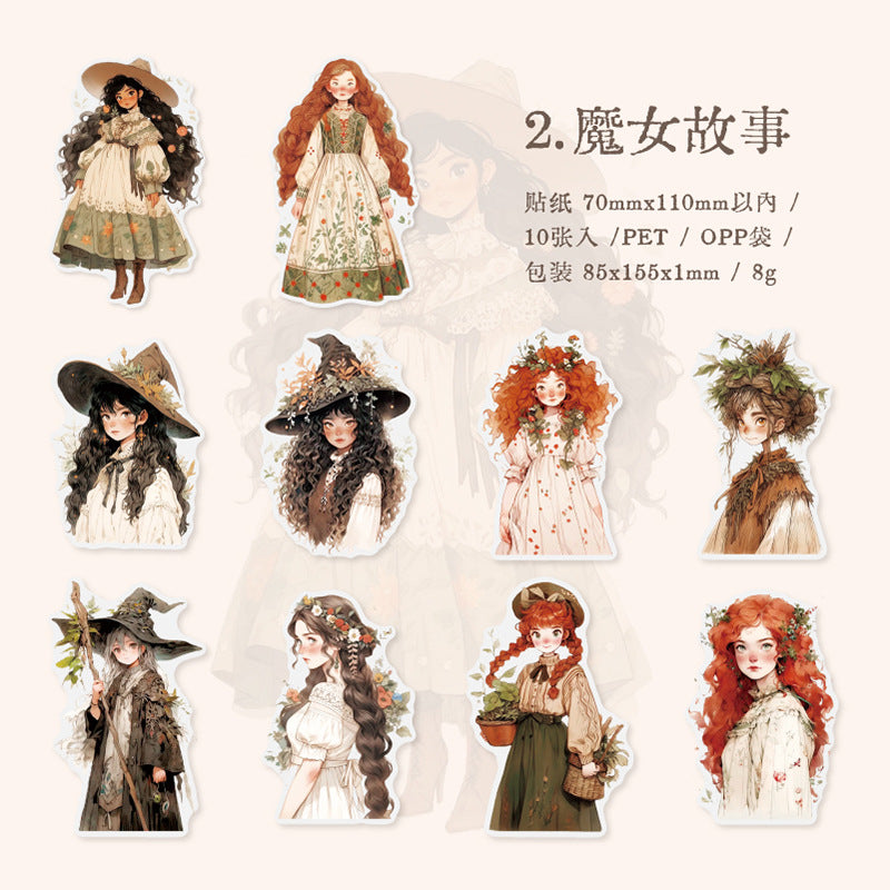 10 Pcs Magic Girl PET Stickers MNGSL