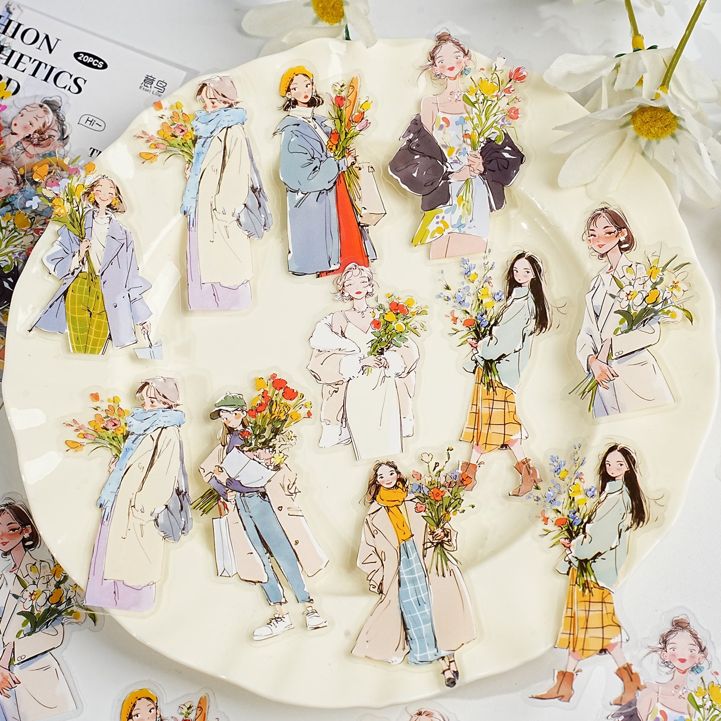 20 Pcs Urban Girl Boy PET Stickers CDMXL