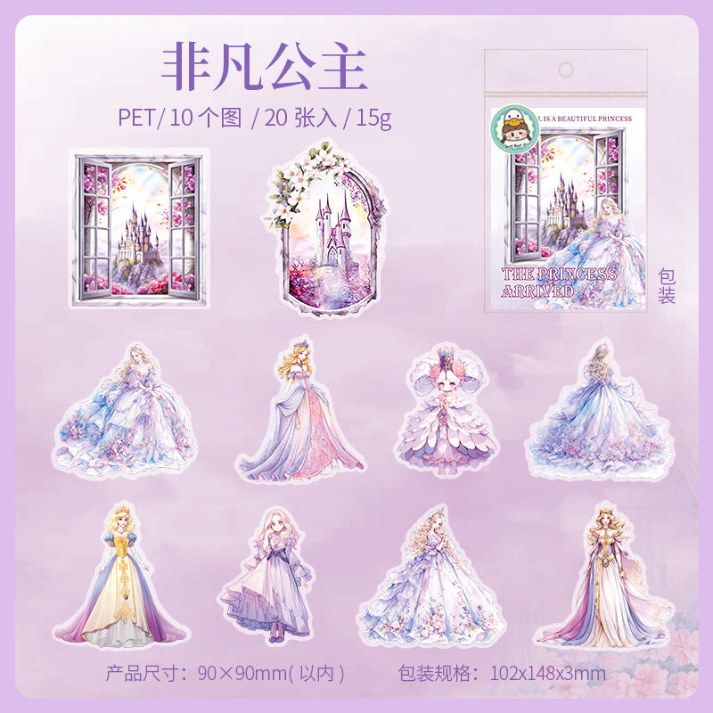 20 Pcs Princess PET Stickers GZJD