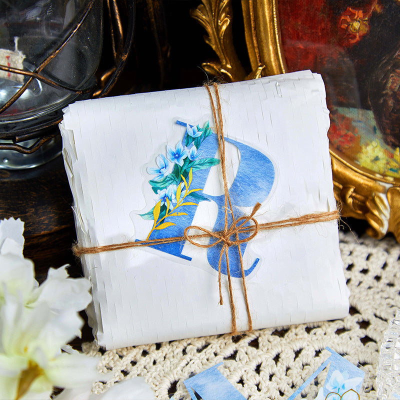 10 Pcs Flower Letter PET Stickers HJLX