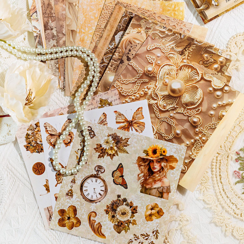 20 Pcs Vintage Floral Scrapbook Paper MJHY