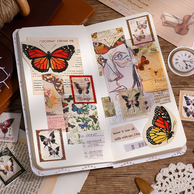 1 Roll Butterfly Themed Postage Stamp Die-cut Washi Tape HJGY