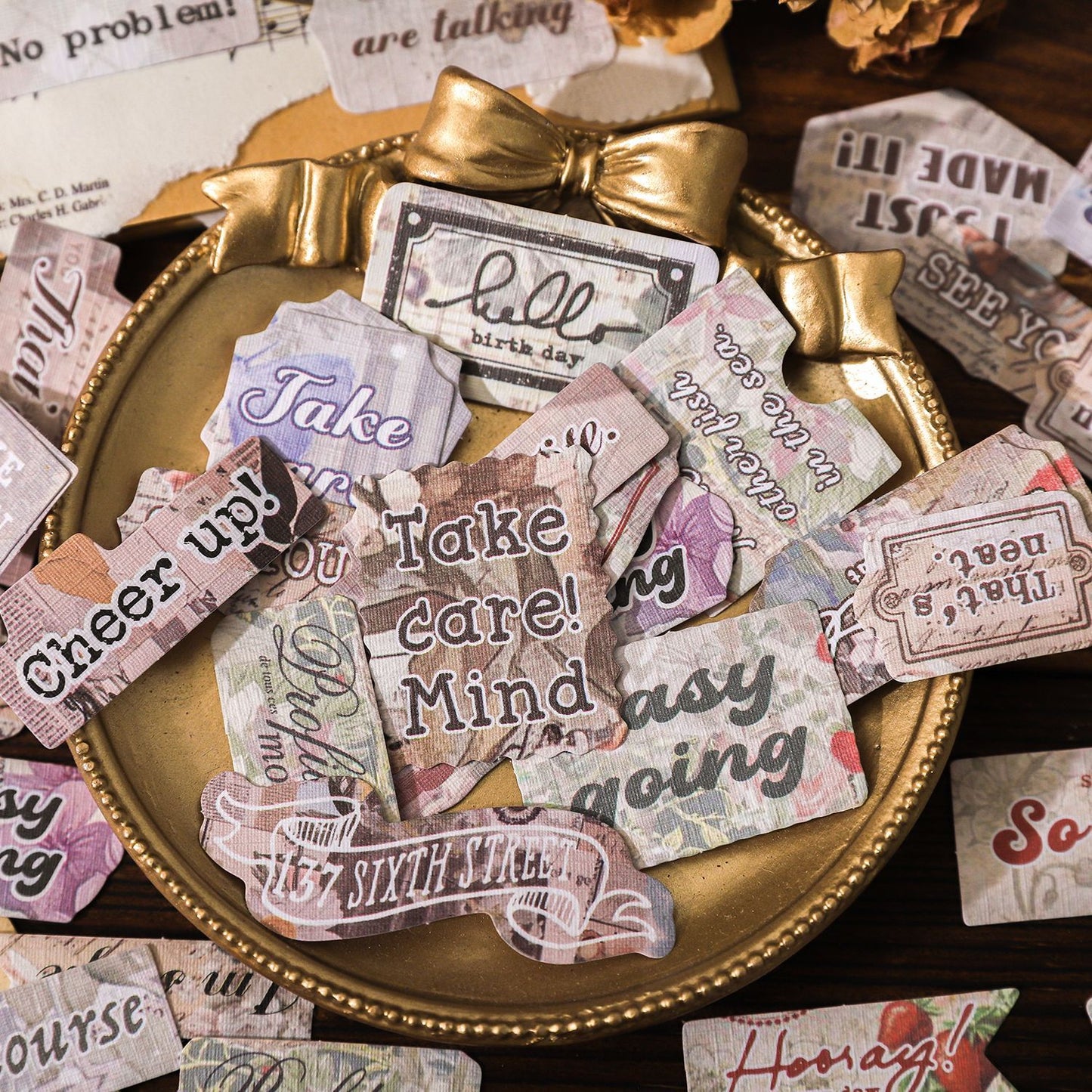 50 Pcs Vintage Words Stickers FGMY