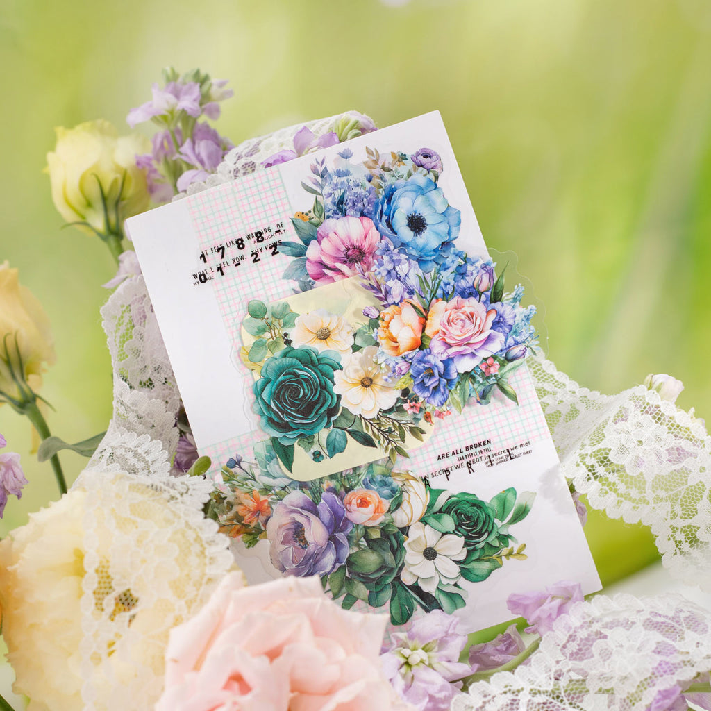 20 Pcs Flowers PET Stickers HMBZ