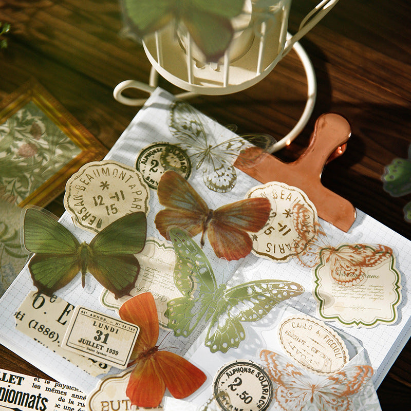 30 Pcs Vintage Stickers and Paper Kit MLSHD